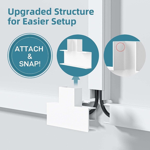 Delamu Cord Cover Kit, 157in Cable Cover Channel, Paintable Cord Concealer - Picture 2 of 11